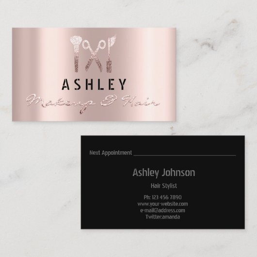 美容師サロンメイクアップアーティストアポイントメントカード 名刺 (正面/裏面)