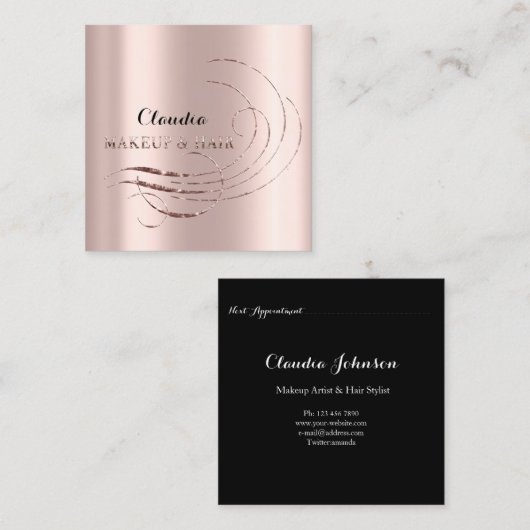 美容師サロンメイクアップアーティストアポイントメントバラ スクエア名刺 (正面/裏面)
