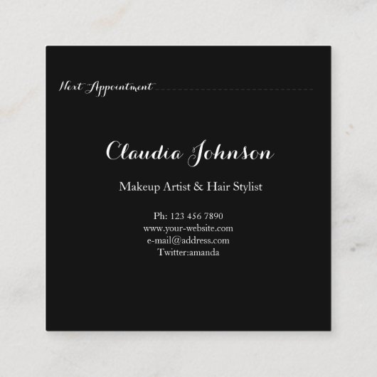 美容師サロンメイクアップアーティストアポイントメントバラ スクエア名刺 (裏面)