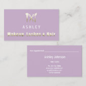 美容師サロンメイクアップラッシュアポイントメントパープル 名刺 (正面/裏面)