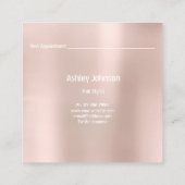 美容師サロンメイクアップラッシュアポイントメント赤面 スクエア名刺 (裏面)