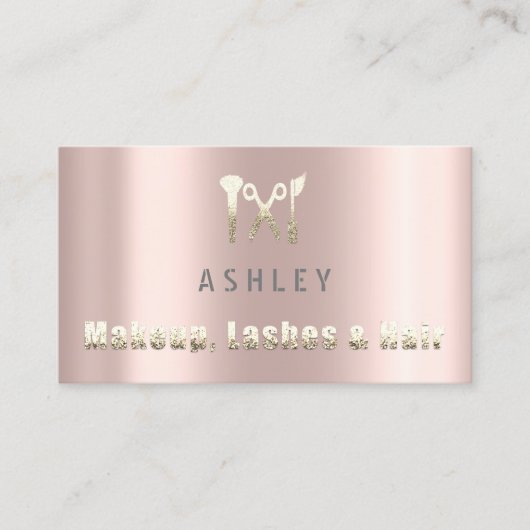 美容師サロンメイクアップラッシュアポイントメント金ゴールド 名刺 (正面)