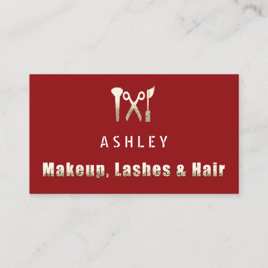 美容師サロンメイクアップラッシュアポイントメント金ゴールド 名刺 (正面)