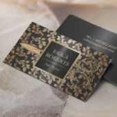 美容師サロンラグジュアリーブラック&金ゴールドメタリック 名刺