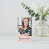 美容師サロン写真QRピンク 名刺 (スタンド正面)