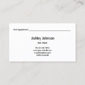 美容師サロン白黒アポイントメントカード 名刺 (裏面)