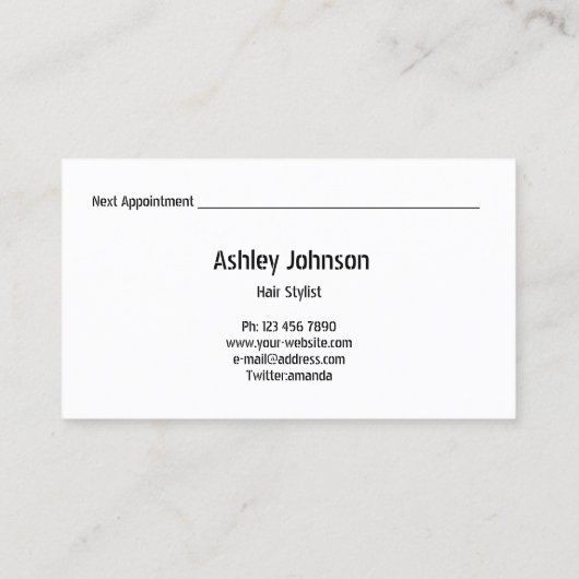 美容師サロン白黒アポイントメントカード 名刺 (裏面)