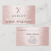 美容師サロン赤面ピンクアポイントメントカード 名刺 (正面/裏面)