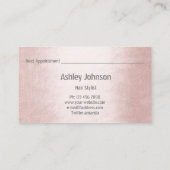 美容師サロン赤面ピンクアポイントメントカード 名刺 (裏面)