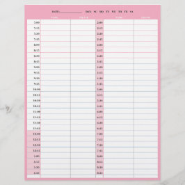 美容師サロン1日分のアポイントメントブックページ レターヘッド