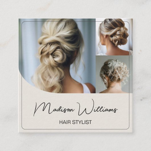 美容師サロン3写真QRコード スクエア名刺 (正面)