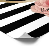 美容師シザーとコームのヴィンテージフローラストライプ ポスター (角)