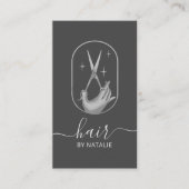 美容師シザーとハンドロゴエレガントグレー 名刺 (正面)