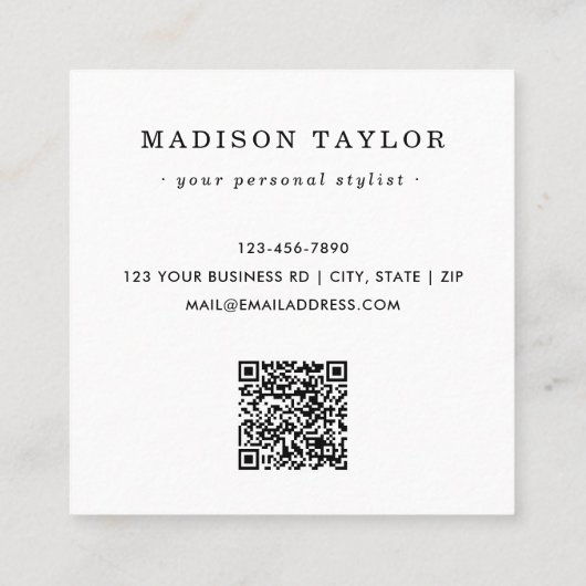 美容師シザーシックスケッチ金ゴールド&ホワイト スクエア名刺 (裏面)