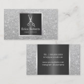 美容師シザートレンディー銀グリッターサロン 名刺 (正面/裏面)