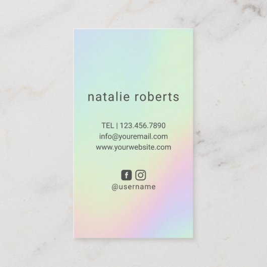 美容師シザーハンドロゴパステルホログラフィック 名刺 (裏面)