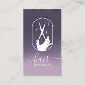 美容師シザーハンドロゴパープルグラデーションサロン 名刺 (正面)