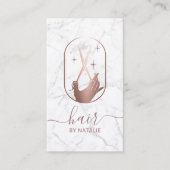 美容師シザーハンドロゴ大理石ヘアスタイリスト 名刺 (正面)