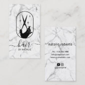 美容師シザーハンドロゴ大理石美しいサロン 名刺 (正面/裏面)