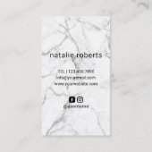 美容師シザーハンドロゴ大理石美しいサロン 名刺 (裏面)