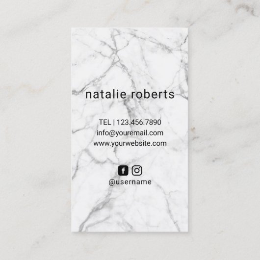 美容師シザーハンドロゴ大理石美しいサロン 名刺 (裏面)