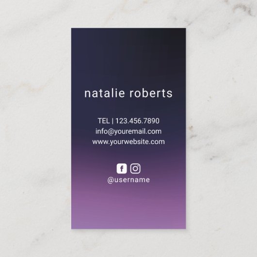 美容師シザーハンドロゴ深い紫サロン 名刺 (裏面)