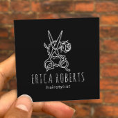 美容師シザーバラロゴブラック美しいサロン スクエア名刺