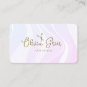美容師シザーピンクラベンダーレトロ波 名刺 (正面)