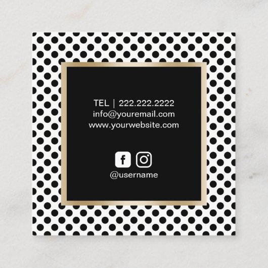 美容師シザーロゴモダン水玉模様 スクエア名刺 (裏面)
