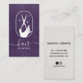 美容師シザーロゴヴィンテージパープルサロン 名刺 (正面/裏面)