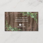 美容師シザー幾何学緑色木材 名刺 (裏面)