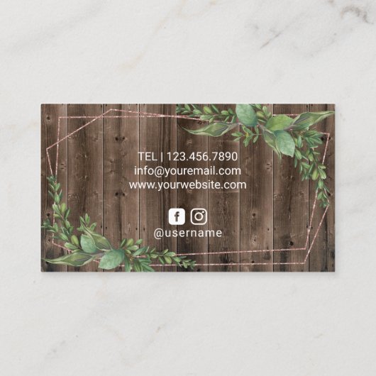 美容師シザー幾何学緑色木材 名刺 (裏面)