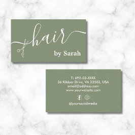 美容師シザー理容師ショップセージグリーンカスタム 名刺