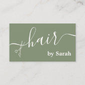 美容師シザー理容師ショップセージグリーンカスタム 名刺 (正面)