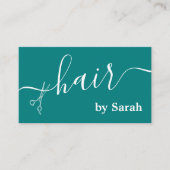 美容師シザー理容師ショップティール(緑がかった色)カスタム 名刺 (正面)