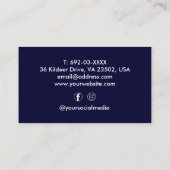 美容師シザー理容師ショップネイビーブルーカスタム 名刺 (裏面)