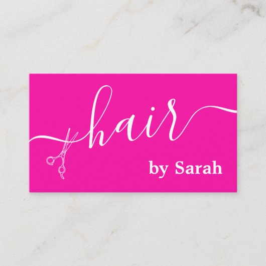 美容師シザー理容師ショップホットピンクカスタム 名刺 (正面)