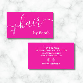 美容師シザー理容師ショップホットピンクカスタム 名刺