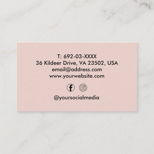 美容師シザー理容師ショップ赤面ピンクカスタム 名刺 (裏面)