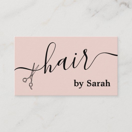 美容師シザー理容師ショップ赤面ピンクカスタム 名刺 (正面)