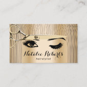 美容師シザー&ガールサロンモダン金ゴールド 名刺 (正面)