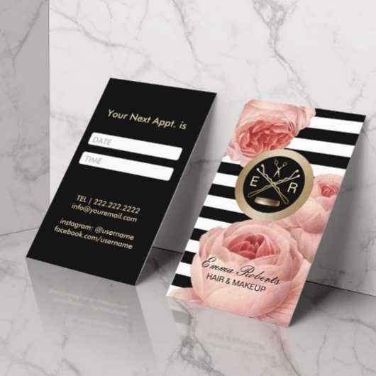 美容師シザー&コームフローラアポイントメント 予約カード