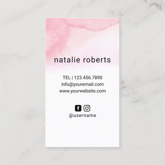 美容師シザー&ハンドピンク水彩サロン 名刺 (裏面)