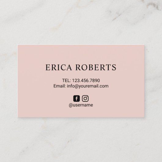 美容師シザー&ハンドブラック赤面ピンク 名刺 (裏面)