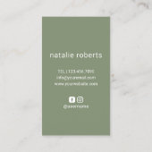 美容師シザー&ハンドロゴセージグリーンサロン 名刺 (裏面)