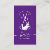 美容師シザー&ハンドロゴパープルサロン 名刺 (正面)