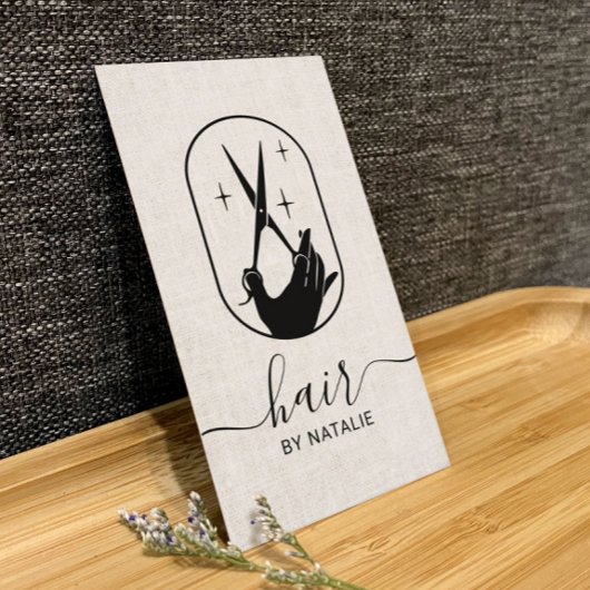 美容師シザー&ハンドロゴ美しいサロン 名刺