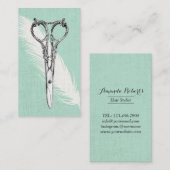 美容師シザー&フェザークラスリネンモダン 名刺 (正面/裏面)