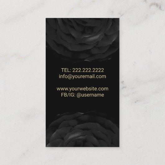 美容師シザー&ブラックフラワー美しいサロン 名刺 (裏面)