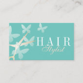 美容師シザー&蝶ライトティール(緑がかった色) 名刺 (正面)